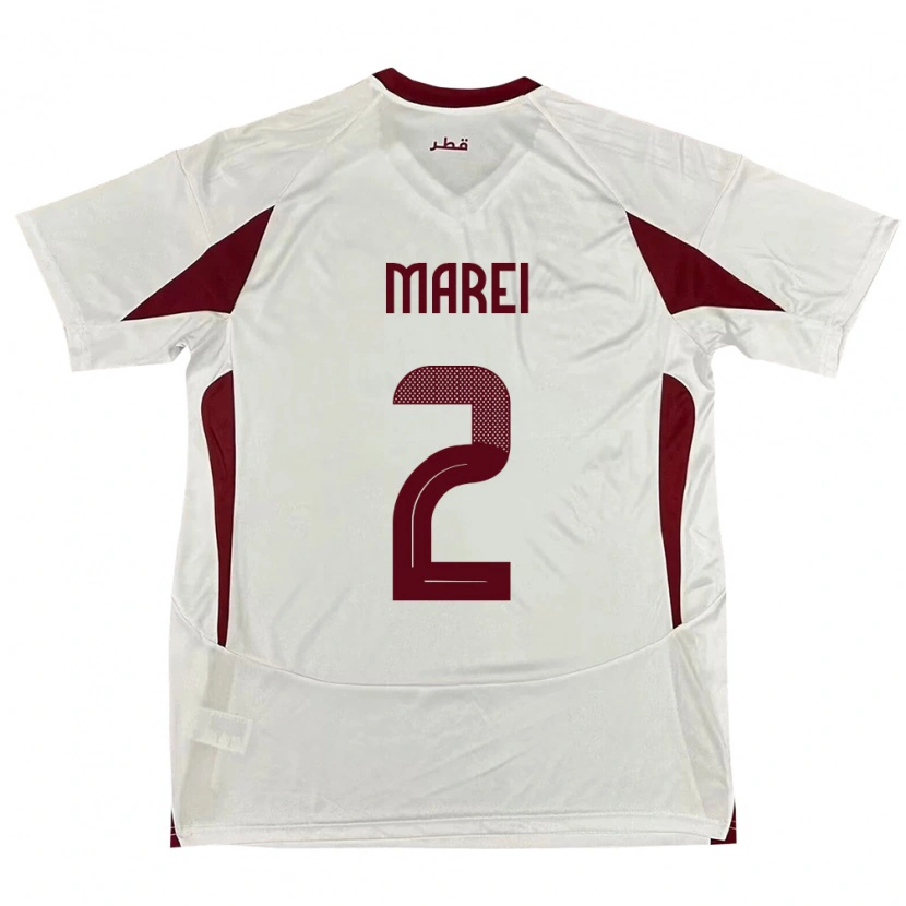 Danxen Män Qatar Yousef Marei #2 Vit Bortatröja Matchtröjor 24-26 Tröjor T-Tröja