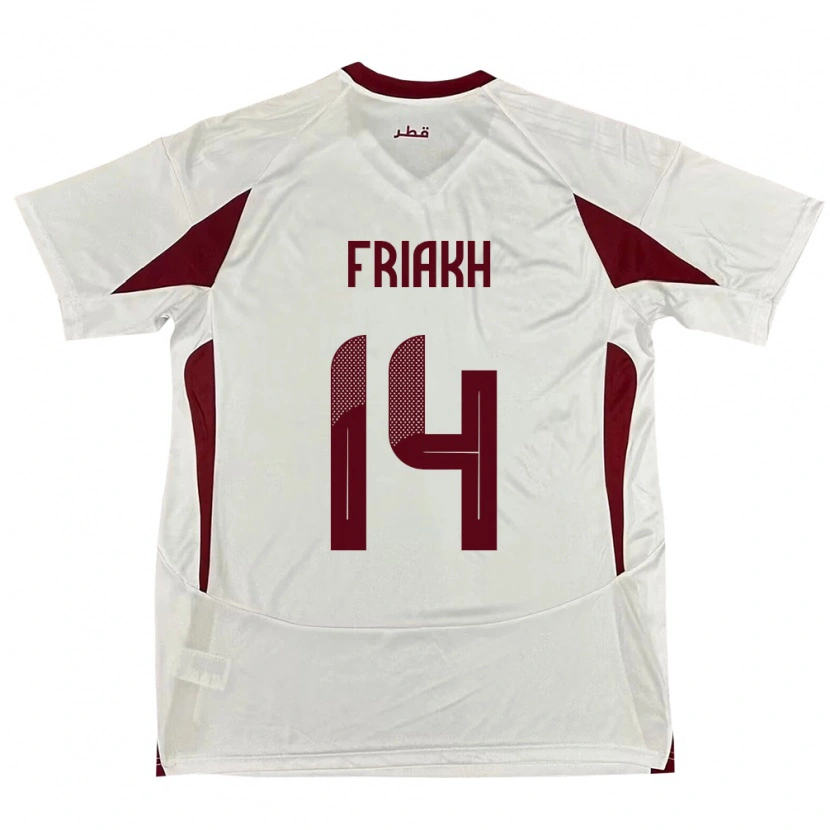 Danxen Män Qatar Jamil Friakh #14 Vit Bortatröja Matchtröjor 24-26 Tröjor T-Tröja
