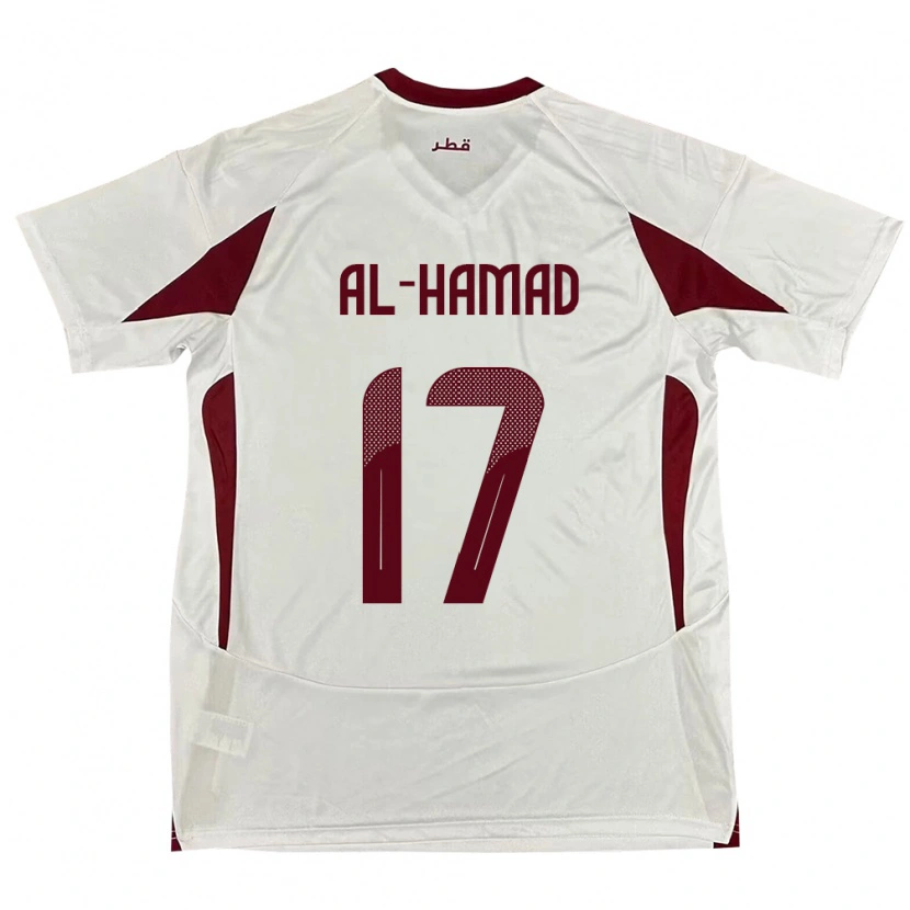 Danxen Män Qatar Jassem Al-Hamad #17 Vit Bortatröja Matchtröjor 24-26 Tröjor T-Tröja