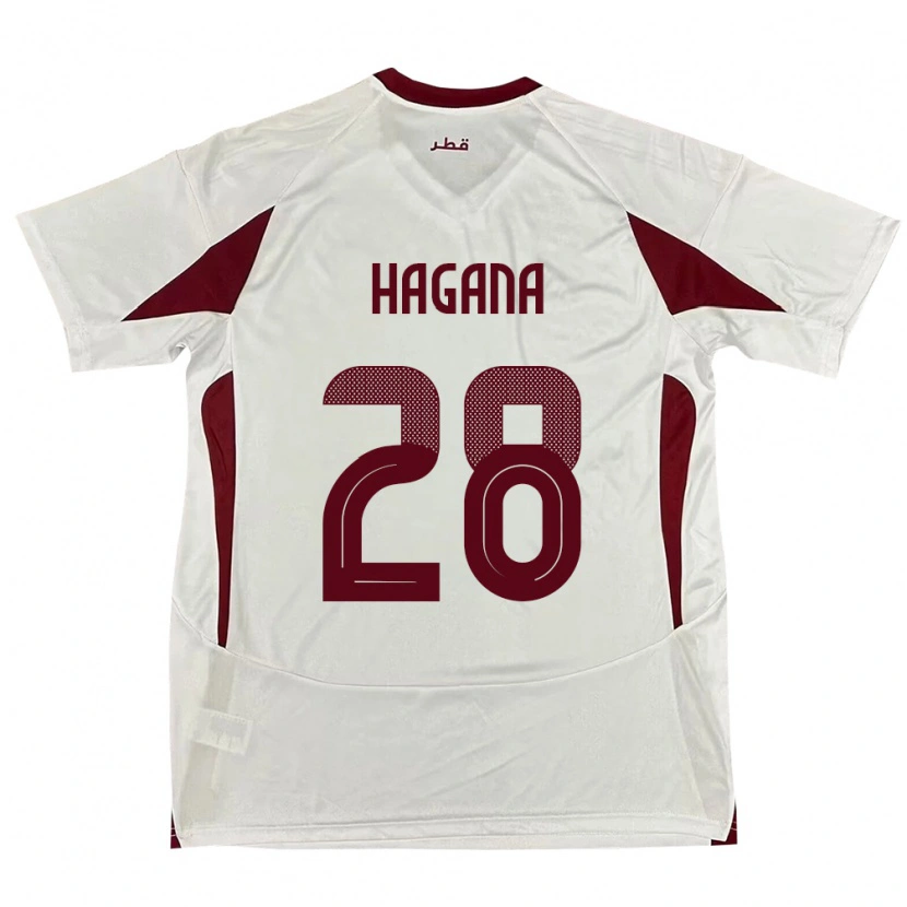 Danxen Män Qatar Ahmed Hagana #28 Vit Bortatröja Matchtröjor 24-26 Tröjor T-Tröja