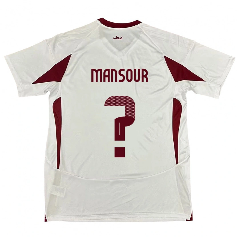 Danxen Män Qatar Khaled Mansour #0 Vit Bortatröja Matchtröjor 24-26 Tröjor T-Tröja