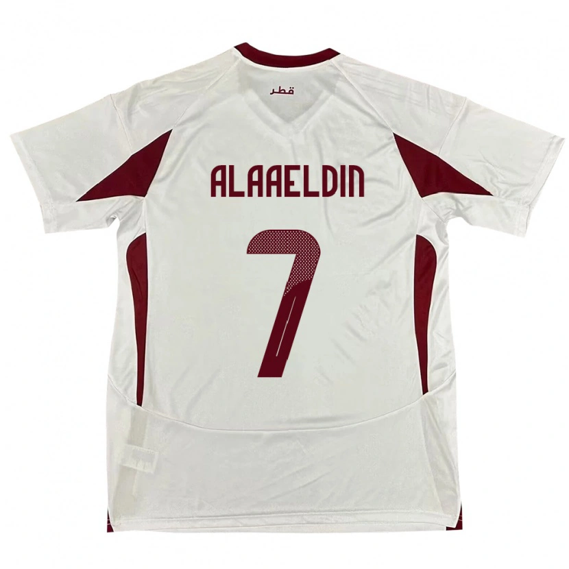 Danxen Män Qatar Ahmed Alaaeldin #7 Vit Bortatröja Matchtröjor 24-26 Tröjor T-Tröja
