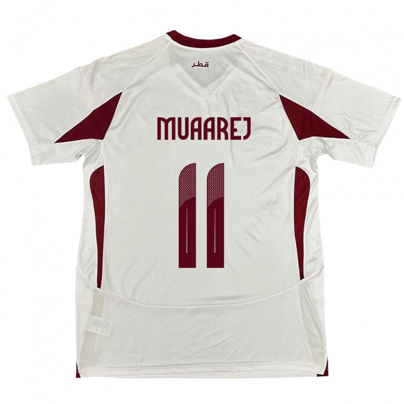 Danxen Män Qatar Mooza Muaarej #11 Vit Bortatröja Matchtröjor 24-26 Tröjor T-Tröja