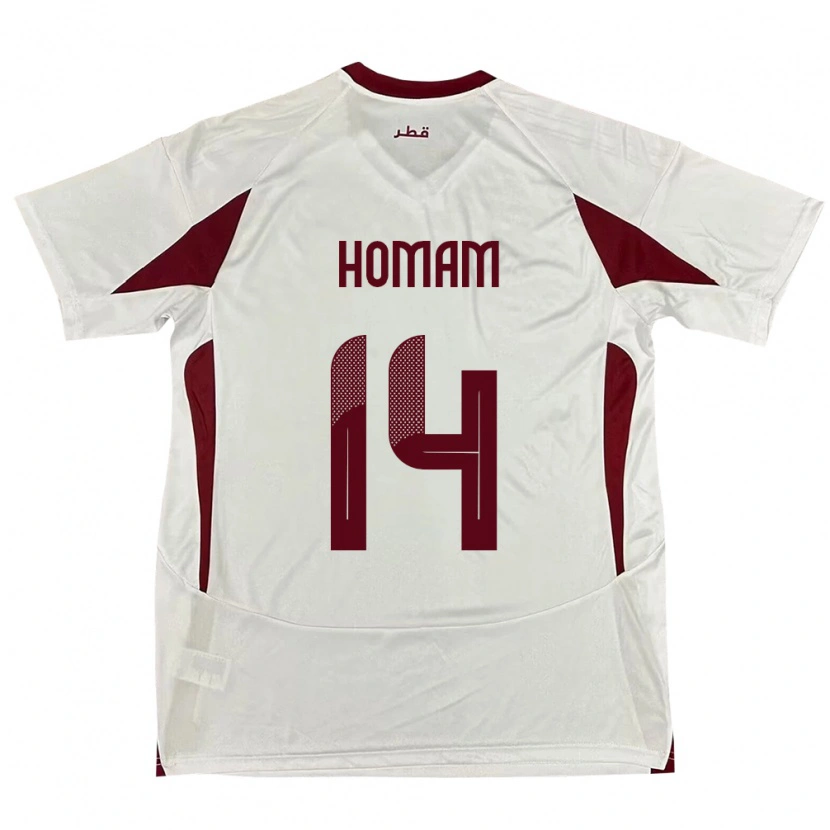 Danxen Män Qatar Homam Ahmed #14 Vit Bortatröja Matchtröjor 24-26 Tröjor T-Tröja