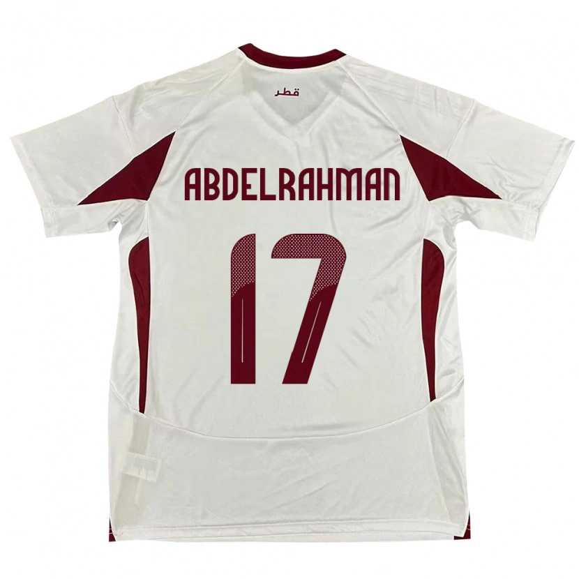 Danxen Män Qatar Abdelrahman Fahmi Moustafa #17 Vit Bortatröja Matchtröjor 24-26 Tröjor T-Tröja