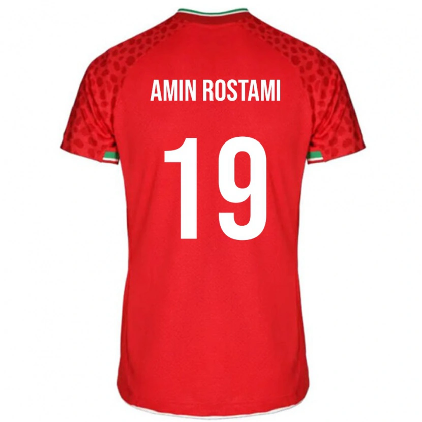 Danxen Män Iran Mohammad Amin Rostami #19 Röd Bortatröja Matchtröjor 24-26 Tröjor T-Tröja