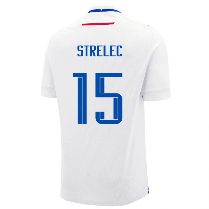 Danxen Män Slovakien David Strelec #15 Vit Bortatröja Matchtröjor 24-26 Tröjor T-Tröja