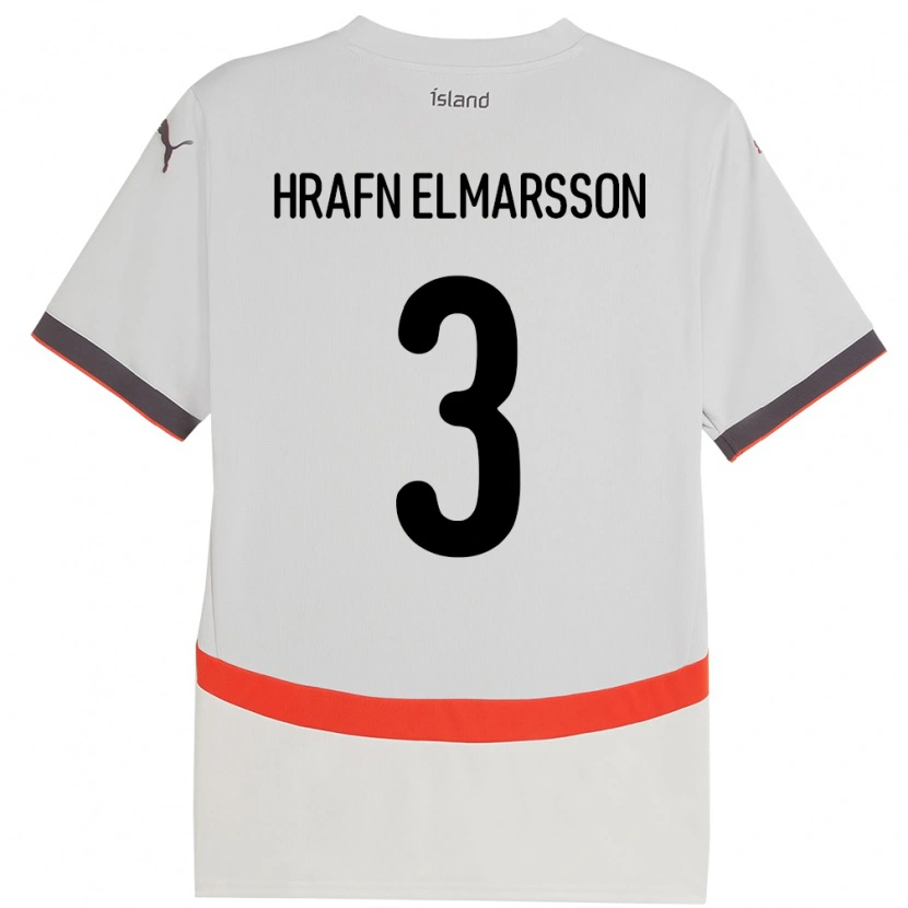 Danxen Män Island Leó Hrafn Elmarsson #3 Vit Bortatröja Matchtröjor 24-26 Tröjor T-Tröja