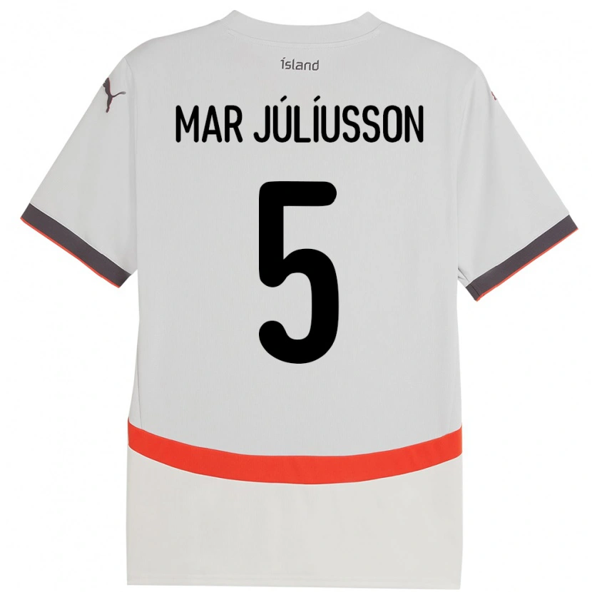 Danxen Män Island Júlíus Mar Júlíusson #5 Vit Bortatröja Matchtröjor 24-26 Tröjor T-Tröja