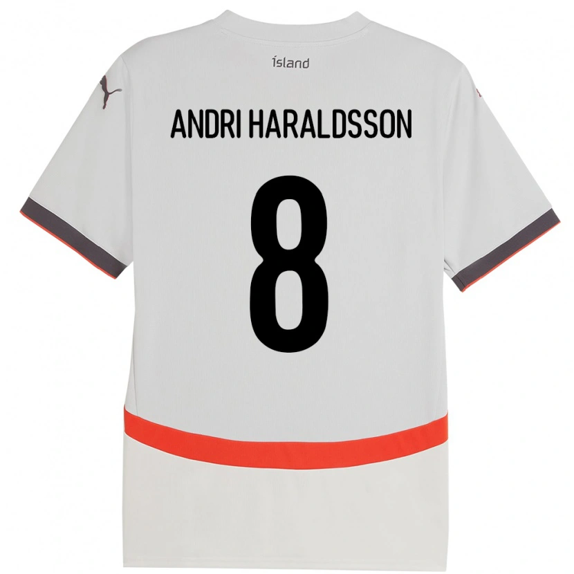 Danxen Män Island Haukur Andri Haraldsson #8 Vit Bortatröja Matchtröjor 24-26 Tröjor T-Tröja