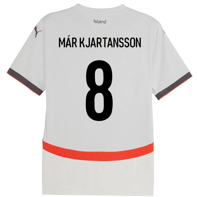 Danxen Män Island Kjartan Már Kjartansson #8 Vit Bortatröja Matchtröjor 24-26 Tröjor T-Tröja