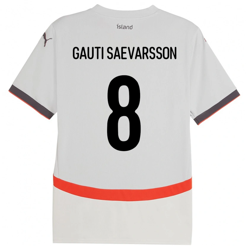 Danxen Män Island Gudmar Gauti Saevarsson #8 Vit Bortatröja Matchtröjor 24-26 Tröjor T-Tröja