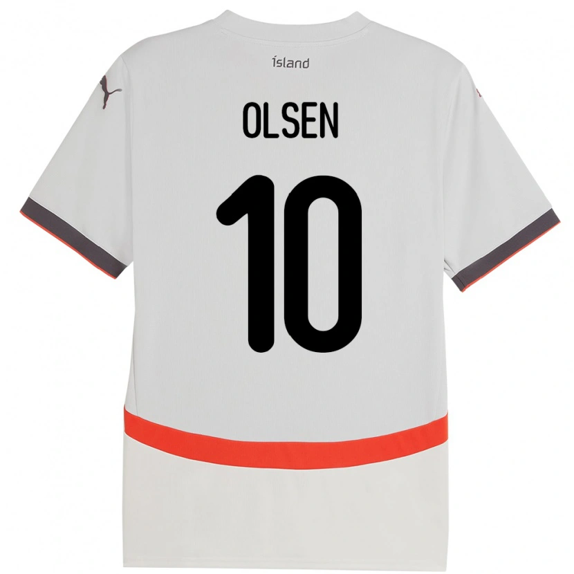 Danxen Män Island Gunnar Olsen #10 Vit Bortatröja Matchtröjor 24-26 Tröjor T-Tröja