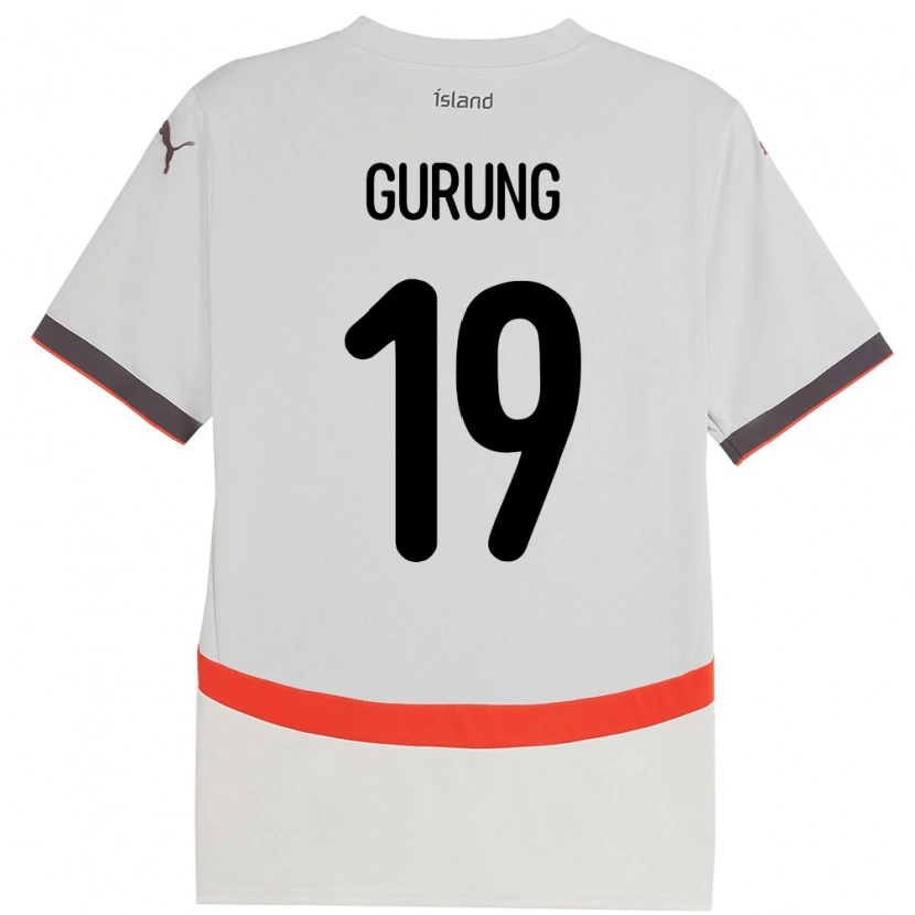 Danxen Män Island Karan Gurung #19 Vit Bortatröja Matchtröjor 24-26 Tröjor T-Tröja
