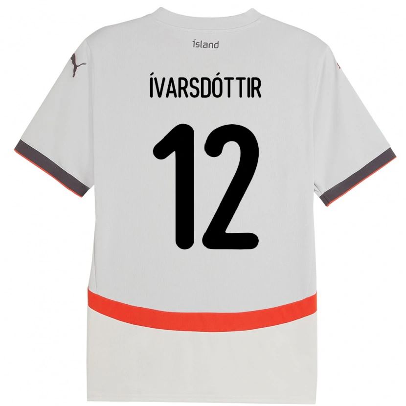 Danxen Män Island Telma Ívarsdóttir #12 Vit Bortatröja Matchtröjor 24-26 Tröjor T-Tröja