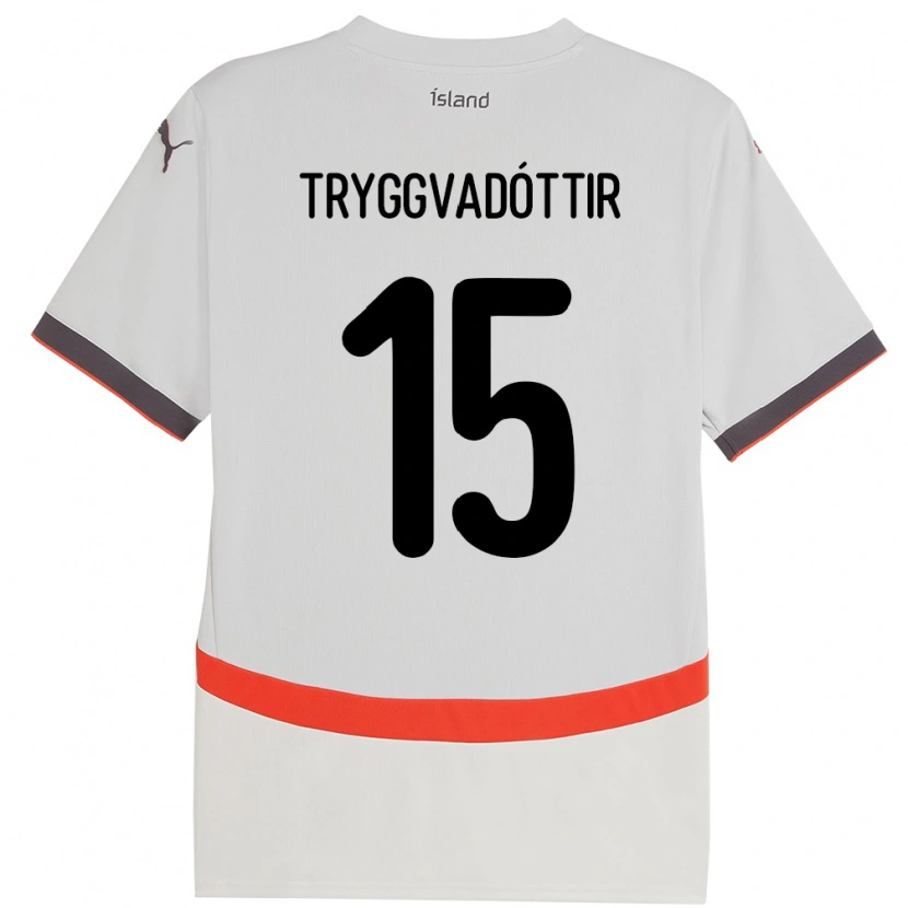 Danxen Män Island Katla Tryggvadóttir #15 Vit Bortatröja Matchtröjor 24-26 Tröjor T-Tröja