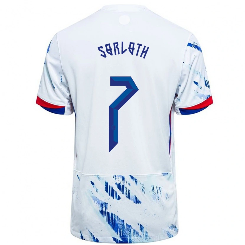 Danxen Män Norge Alexander Sørloth #7 Vit Blå Bortatröja Matchtröjor 24-26 Tröjor T-Tröja