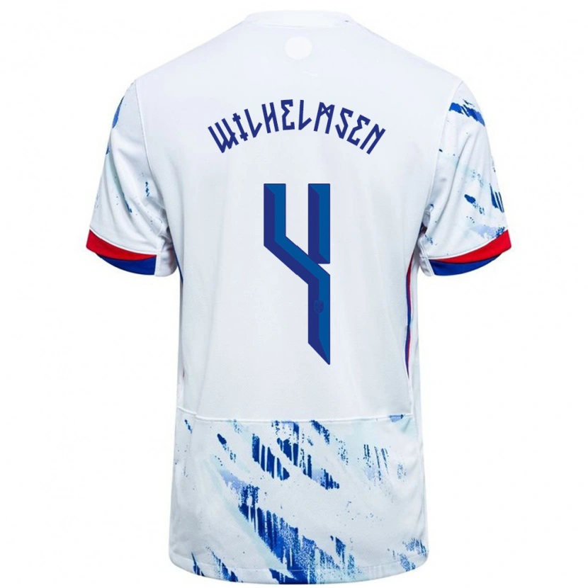 Danxen Män Norge Andreas Wilhelmsen #4 Vit Blå Bortatröja Matchtröjor 24-26 Tröjor T-Tröja