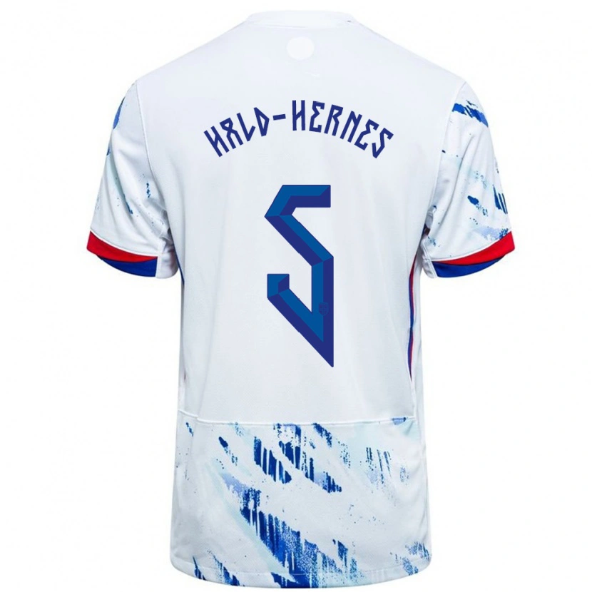 Danxen Män Norge Ulrik Hald-Hernes #5 Vit Blå Bortatröja Matchtröjor 24-26 Tröjor T-Tröja