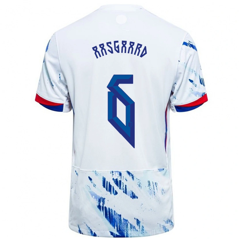 Danxen Män Norge Thelo Aasgaard #6 Vit Blå Bortatröja Matchtröjor 24-26 Tröjor T-Tröja