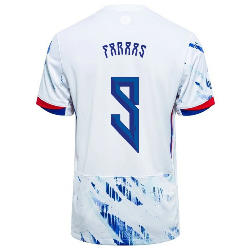 Danxen Män Norge Benjamin Faraas #9 Vit Blå Bortatröja Matchtröjor 24-26 Tröjor T-Tröja