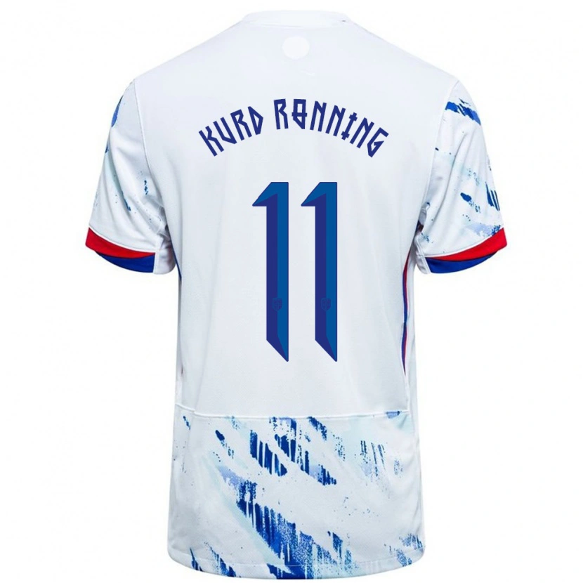 Danxen Män Norge Adrian Kurd Rønning #11 Vit Blå Bortatröja Matchtröjor 24-26 Tröjor T-Tröja