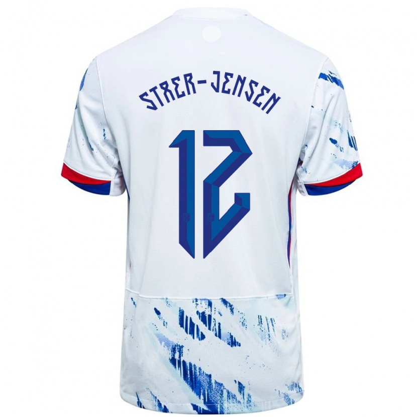 Danxen Män Norge Magnus Stær-Jensen #12 Vit Blå Bortatröja Matchtröjor 24-26 Tröjor T-Tröja