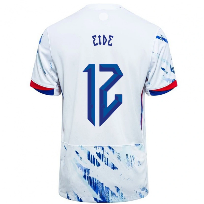 Danxen Män Norge Bernard Eide #12 Vit Blå Bortatröja Matchtröjor 24-26 Tröjor T-Tröja