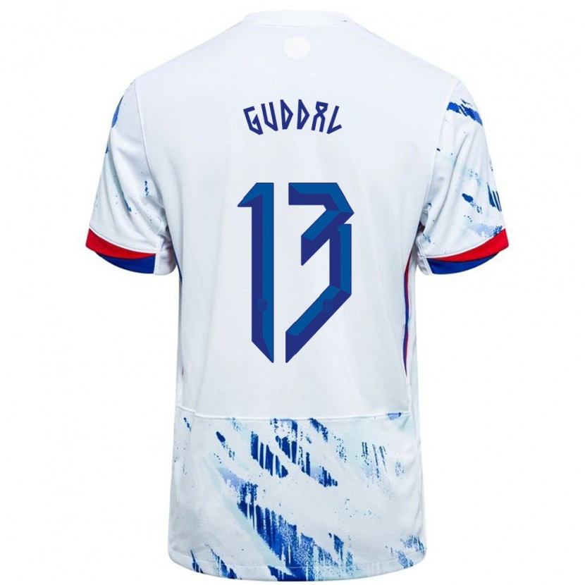 Danxen Män Norge Tobias Guddal #13 Vit Blå Bortatröja Matchtröjor 24-26 Tröjor T-Tröja