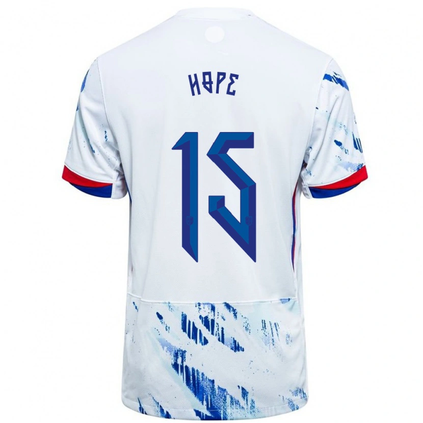 Danxen Män Norge Mikkel Hope #15 Vit Blå Bortatröja Matchtröjor 24-26 Tröjor T-Tröja