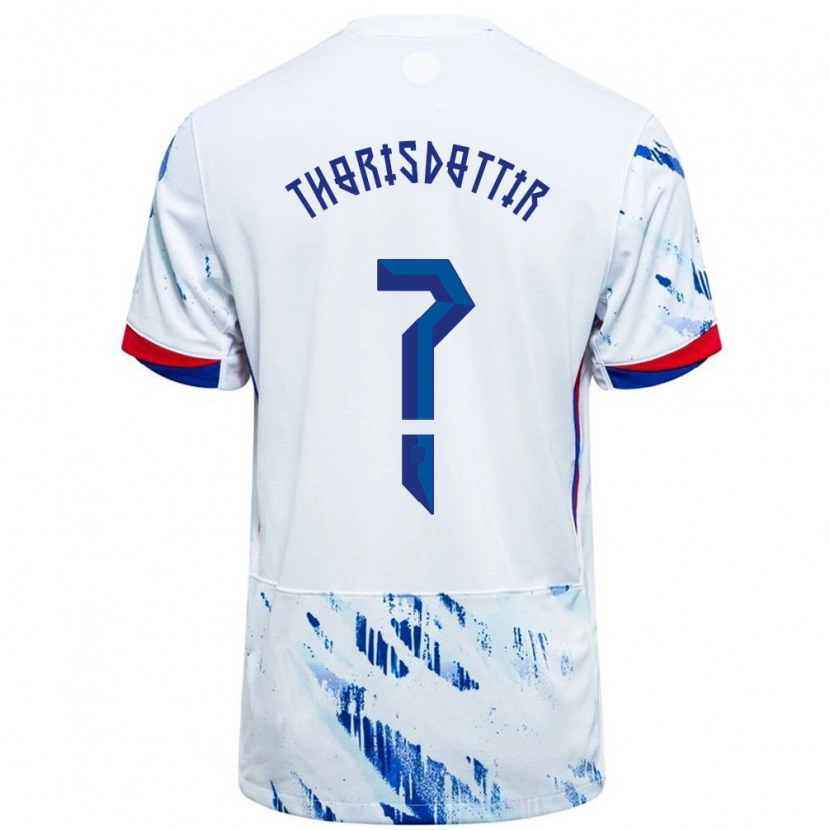 Danxen Män Norge Maria Thorisdottir #0 Vit Blå Bortatröja Matchtröjor 24-26 Tröjor T-Tröja