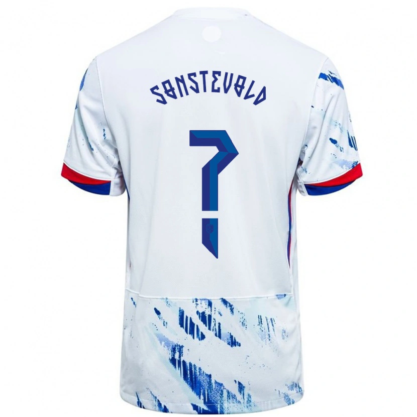 Danxen Män Norge Anja Sønstevold #0 Vit Blå Bortatröja Matchtröjor 24-26 Tröjor T-Tröja