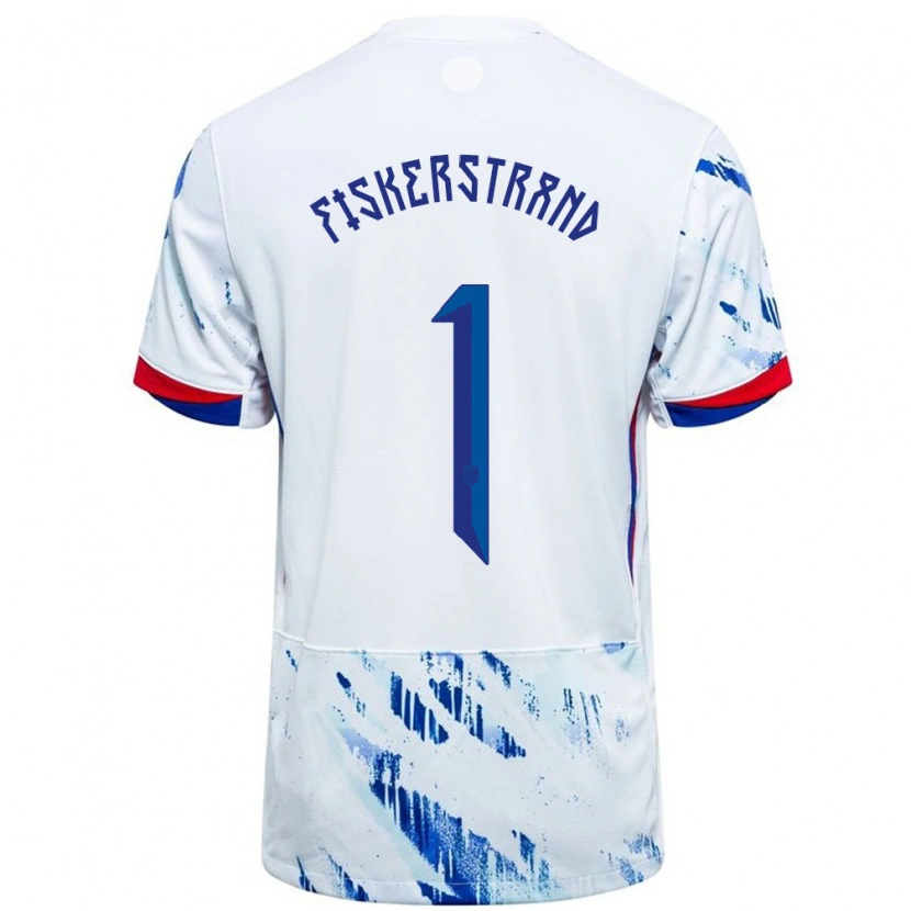 Danxen Män Norge Cecilie Fiskerstrand #1 Vit Blå Bortatröja Matchtröjor 24-26 Tröjor T-Tröja