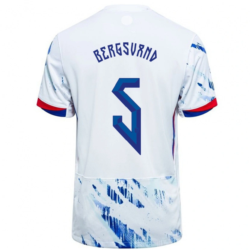 Danxen Män Norge Guro Bergsvand #5 Vit Blå Bortatröja Matchtröjor 24-26 Tröjor T-Tröja