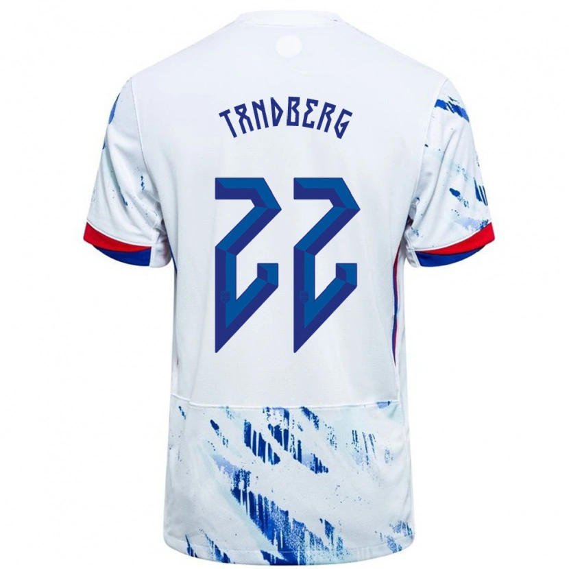 Danxen Män Norge Cathinka Tandberg #22 Vit Blå Bortatröja Matchtröjor 24-26 Tröjor T-Tröja