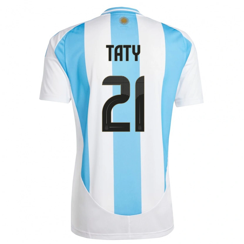 Danxen Kvinnor Argentina Taty Castellanos #21 Vit Blå Hemmatröja Matchtröjor 24-26 Tröjor T-Tröja