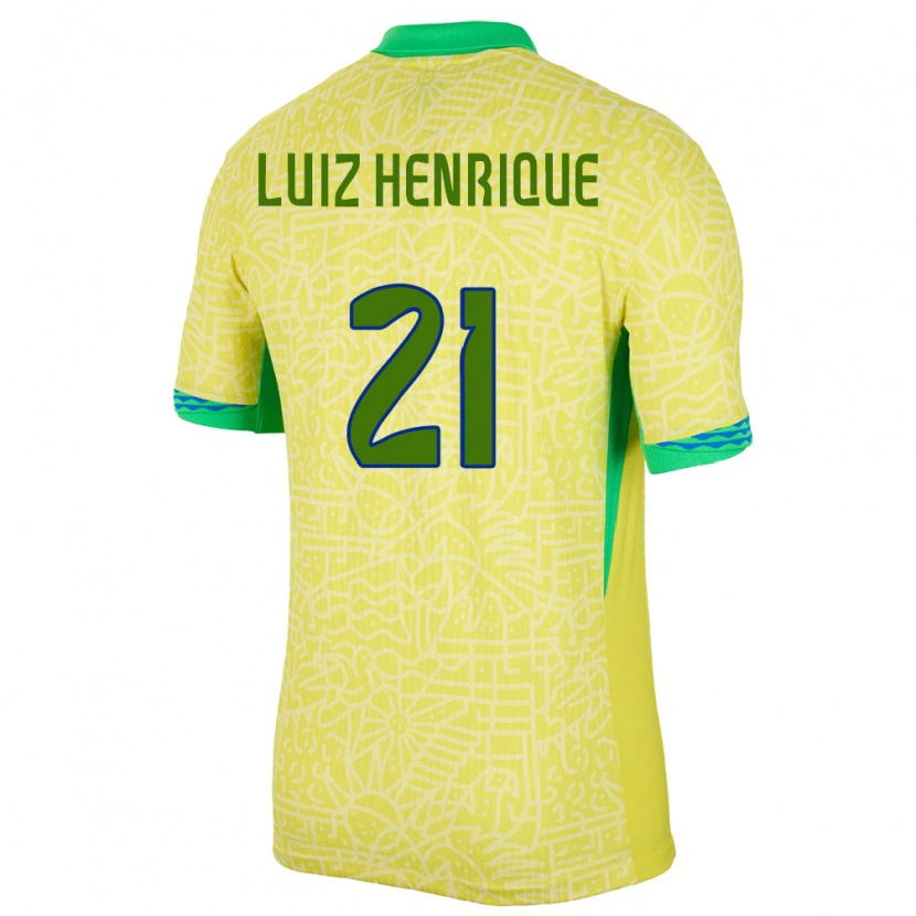 Danxen Kvinnor Brasilien Luiz Henrique #21 Gul Hemmatröja Matchtröjor 24-26 Tröjor T-Tröja