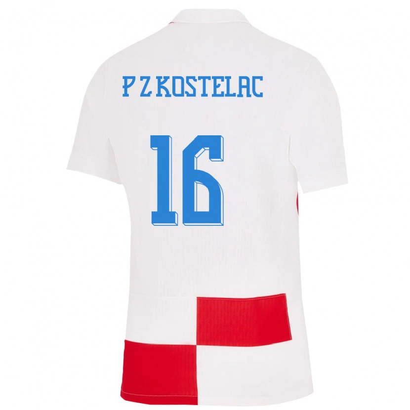 Danxen Kvinnor Kroatien Petar Zvonimir Kostelac #16 Vit Röd Hemmatröja Matchtröjor 24-26 Tröjor T-Tröja