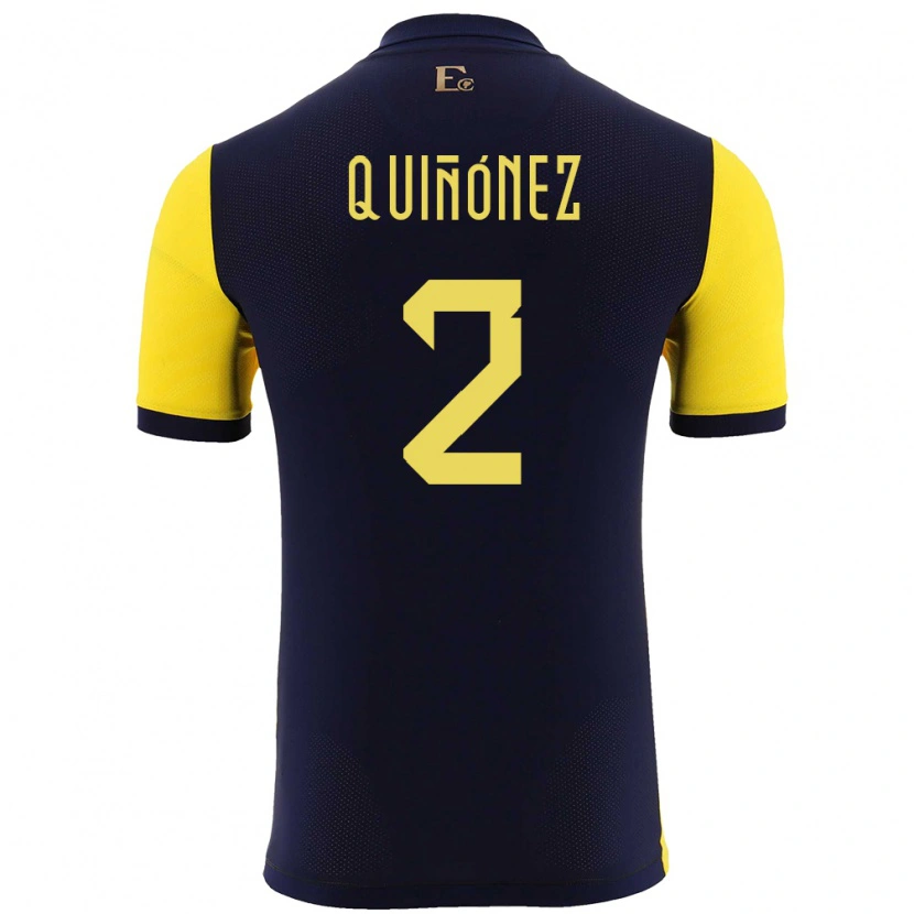 Danxen Kvinnor Ecuador Óscar Quiñónez #2 Gul Hemmatröja Matchtröjor 24-26 Tröjor T-Tröja