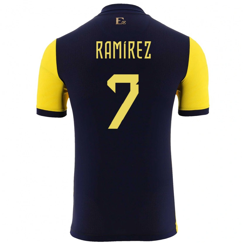 Danxen Kvinnor Ecuador Jalmar Ramírez #7 Gul Hemmatröja Matchtröjor 24-26 Tröjor T-Tröja
