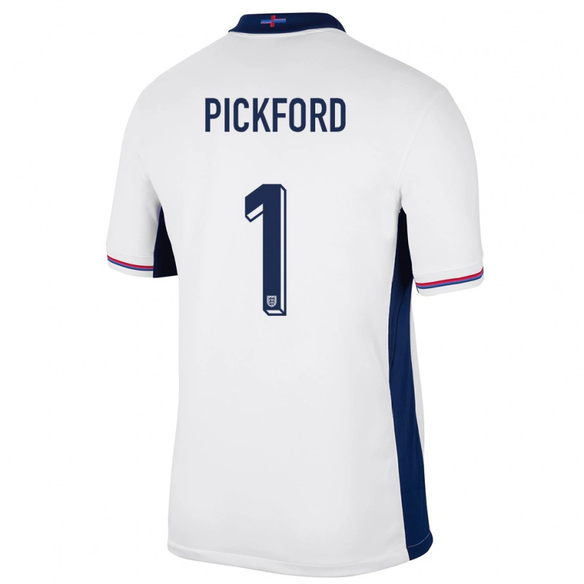 Danxen Kvinnor England Jordan Pickford #1 Vit Hemmatröja Matchtröjor 24-26 Tröjor T-Tröja