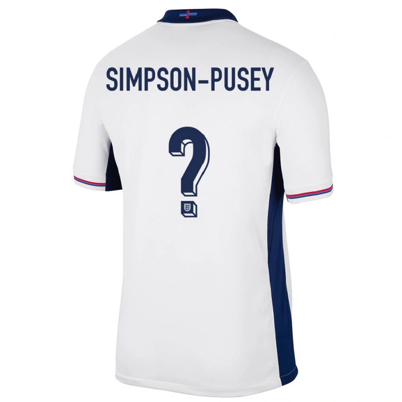 Danxen Kvinnor England Jahmai Simpson-Pusey #0 Vit Hemmatröja Matchtröjor 24-26 Tröjor T-Tröja