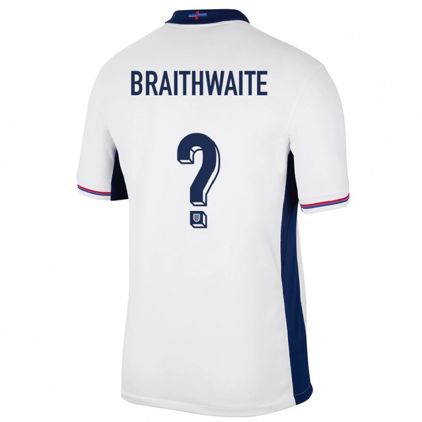 Danxen Kvinnor England Kaden Braithwaite #0 Vit Hemmatröja Matchtröjor 24-26 Tröjor T-Tröja