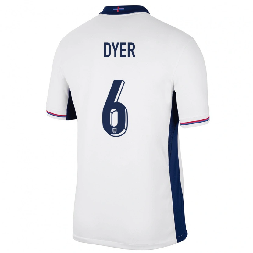 Danxen Kvinnor England Kiano Dyer #6 Vit Hemmatröja Matchtröjor 24-26 Tröjor T-Tröja