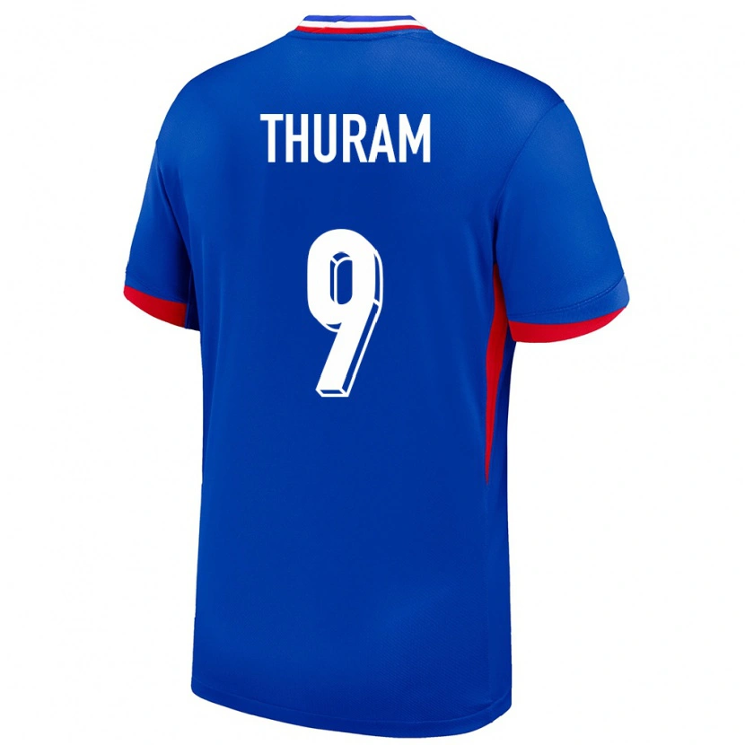 Danxen Kvinnor Frankrike Marcus Thuram #9 Blå Hemmatröja Matchtröjor 24-26 Tröjor T-Tröja