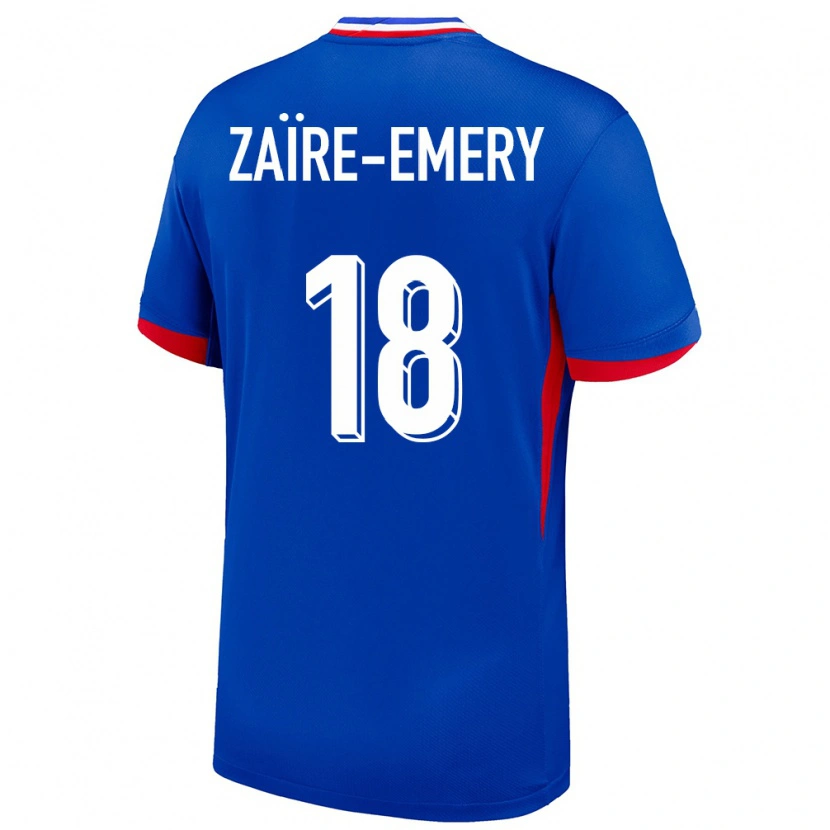 Danxen Kvinnor Frankrike Warren Zaïre-Emery #18 Blå Hemmatröja Matchtröjor 24-26 Tröjor T-Tröja