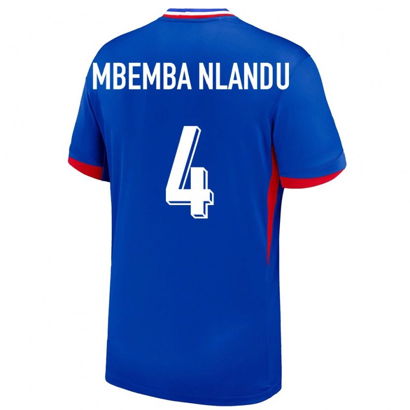 Danxen Kvinnor Frankrike Emmanuel Mbemba Nlandu #4 Blå Hemmatröja Matchtröjor 24-26 Tröjor T-Tröja