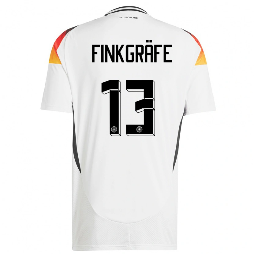 Danxen Kvinnor Tyskland Max Finkgräfe #13 Vit Hemmatröja Matchtröjor 24-26 Tröjor T-Tröja