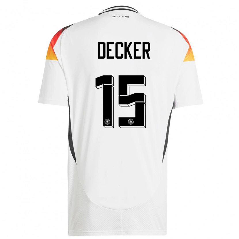 Danxen Kvinnor Tyskland Elias Decker #15 Vit Hemmatröja Matchtröjor 24-26 Tröjor T-Tröja