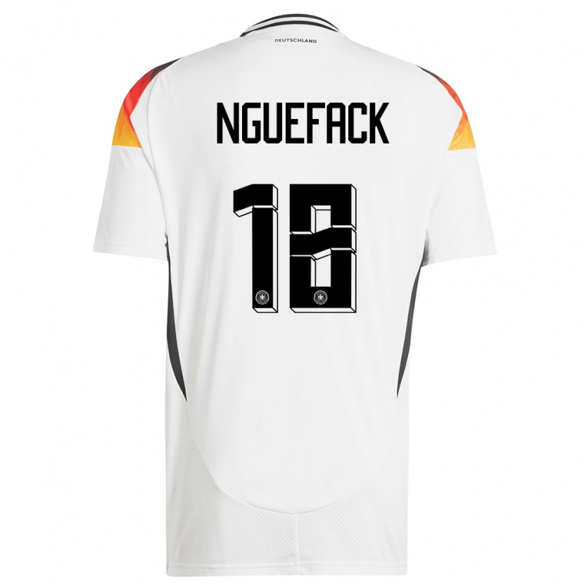 Danxen Kvinnor Tyskland Mathieu Nguefack #18 Vit Hemmatröja Matchtröjor 24-26 Tröjor T-Tröja